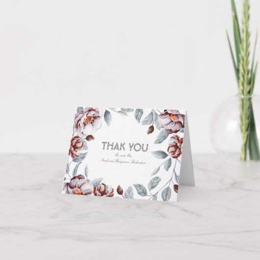 Pruim Waterverf Bloemen Huwelijk Bedankt (Voorkant)