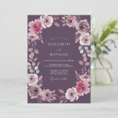 Pruim Waterverf Ranunculus Bruiloft Kaart (Staand voorkant)