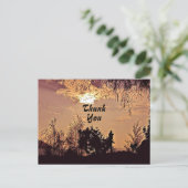 Pruim Waterverf Zonsondergang Landschap Bomen Dank Briefkaart (Staand voorkant)