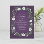 Pruim Whimsical Botanische Bruiloft Kaart (Staand voorkant)