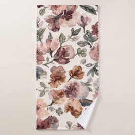 Pruim Wilde Bloem Waterverf Droevige Botanische Tu Badhanddoek