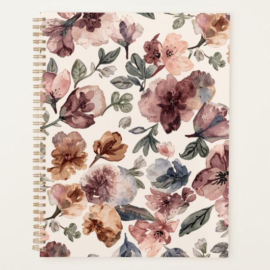 Pruim Wilde Bloem Waterverf Droevige Botanische Tu Planner (Voorkant)