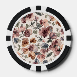 Pruim Wilde Bloem Waterverf Droevige Botanische Tu Poker Chips