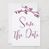 Pruim Wilde Bloesemtak Trouw Save the Date Kaart (Achterkant)