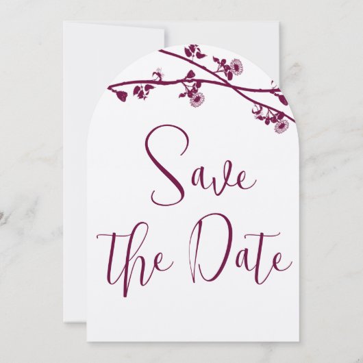 Pruim Wilde Bloesemtak Trouw Save the Date Kaart (Achterkant)