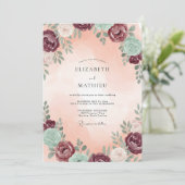 Pruim Zeeschuim Succulente Eucalyptus Bruiloft Kaart (Staand voorkant)