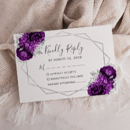 Pruim zilver bloemen geometrisch wit RSVP kaartje