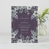 Pruim Zilveren Blad Eucalyptus Bruiloft Kaart (Staand voorkant)