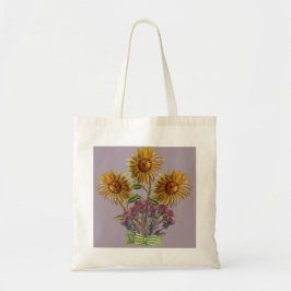 Pruim zonnebloemen & distels tote bag