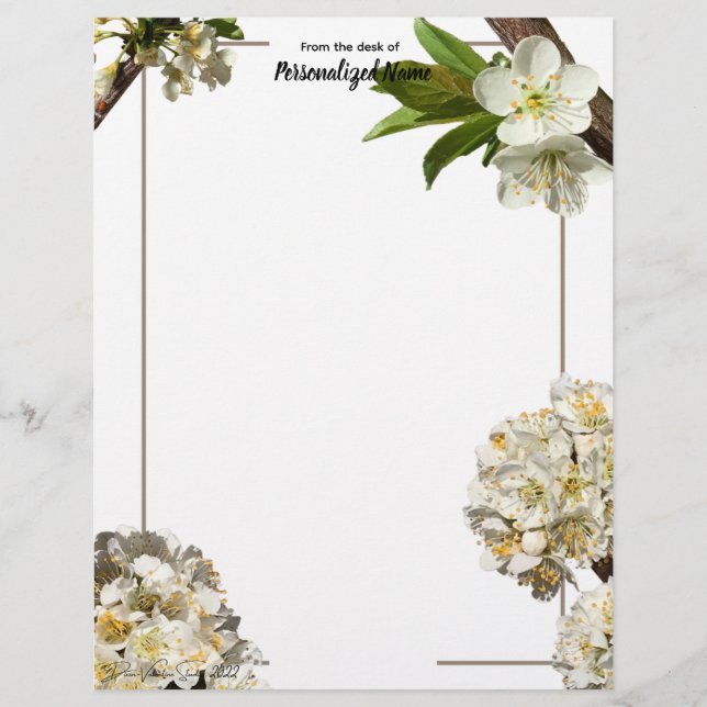 Pruimbloesems ongevoerd briefhoofd (Voorkant)