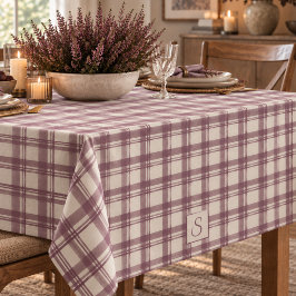 Pruimcrème Beige Tartan Schotse Plaid Monogram Tafelkleed
