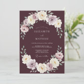 Pruimcrème Ranunculus Eucalyptus Bruiloft Kaart (Staand voorkant)