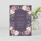 Pruimcrème Wilde Bloemen Bruiloft Kaart (Staand voorkant)
