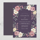 Pruimcrème Wilde Bloemen Bruiloft Kaart (Voorkant / Achterkant)