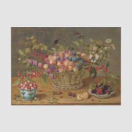 Pruimen, abrikozen, kersen en aalbessen in een man tissuepapier