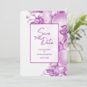 Pruimen Huwelijk Save the Date Vier Foto's & QR Co (Staand voorkant)