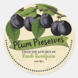  pruimen jam bewaart huisbliksetiket ronde sticker
