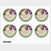  pruimen jam bewaart huisbliksetiket ronde sticker (Vel)