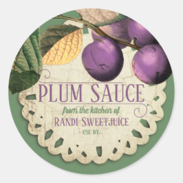  pruimen jam bewaart huisbliksetiket ronde sticker