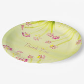 Pruimenbloem met limoengroen papieren bordje (Gekanteld)