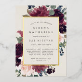 Pruimenbloesem Bat Mitzvah Folie Uitnodiging (Voorkant)