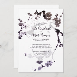 Pruimenbloesem sumi-e inkt kaart