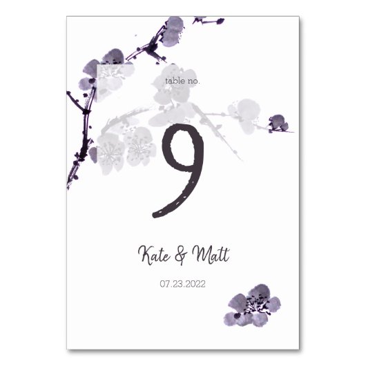 Pruimenbloesem sumie kaart (Achterkant)