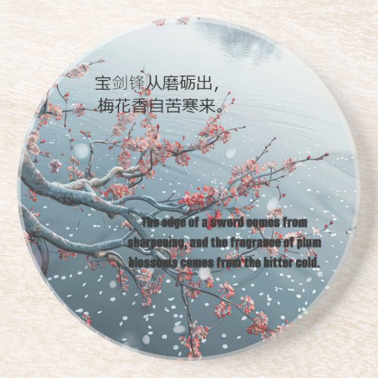 pruimenbossom zandsteen onderzetter (Voorkant)