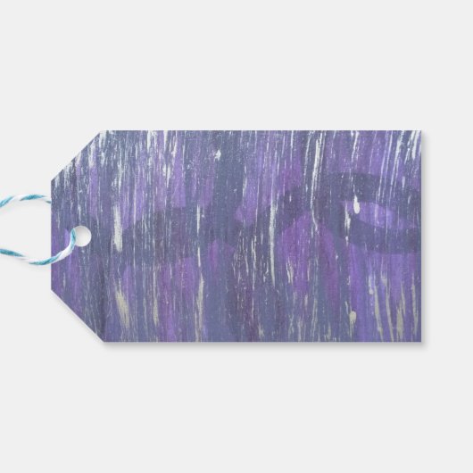 pruimenfeest | Paarse Silver Splatter penseelstree Cadeaulabel (Achterkant Horizontaal)