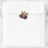 Pruimenfruit met bladeren ronde sticker (Tas)