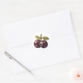 Pruimenfruit met bladeren ronde sticker (Envelop)