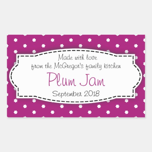 Pruimenjam bewaart paarse voedsellabel sticker (Voorkant)