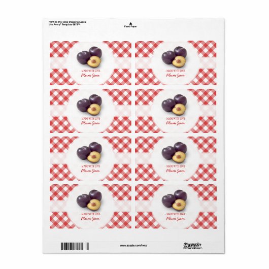 Pruimenjam-etiket Etiket (Full Sheet)