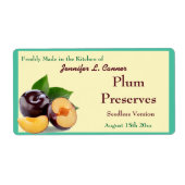 Pruimenjam of conserven II fruitinblikpot Etiket (Voorkant)