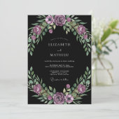 Pruimenloof Zwarte Eucalyptus Bruiloft Kaart (Staand voorkant)