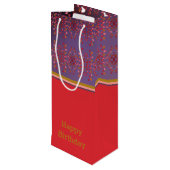 Pruimenroze en goudpatroon wijn cadeautas (Achterkant Gekanteld)