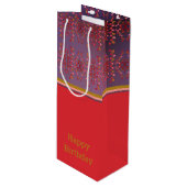 Pruimenroze en goudpatroon wijn cadeautas (Voorkant Gekanteld)