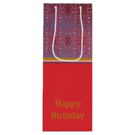 Pruimenroze en goudpatroon wijn cadeautas