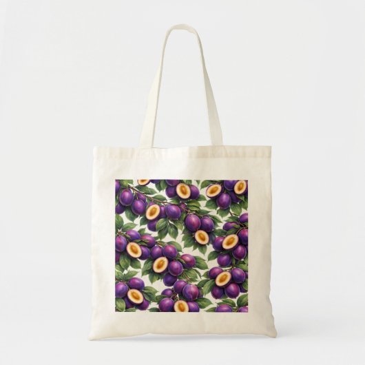 Pruimenschijfjes botanisch patroon tote bag (Voorkant)