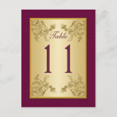 Pruimenwijn en Gouden Bloemendamast Tafelnummer (Voorkant)