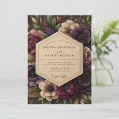 Pruimrijke Botanische Bruiloft Kaart (Staand voorkant)