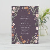 Pruimroest Loof Eucalyptus Bruiloft Kaart (Staand voorkant)
