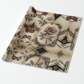 Pruimrozen Mechanische Steampunk Cadeaupapier (Uitgerold)
