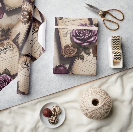 Pruimrozen Mechanische Steampunk  Cadeaupapier (Crafts)