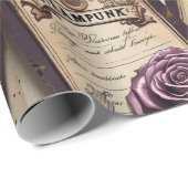 Pruimrozen Mechanische Steampunk  Cadeaupapier (Rol Hoek)