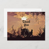 Pruimwaterverf Zonsondergang Landschap Bomen Dank  Briefkaart (Voorkant / Achterkant)