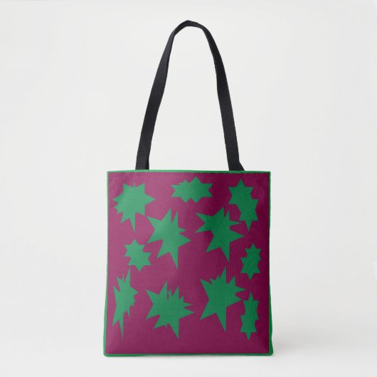PRUIMWIJN KLEUR GROEN STERREN KERST TOTE BAG (Voorkant)