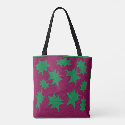 PRUIMWIJN KLEUR GROEN STERREN KERST TOTE BAG (Achterkant)