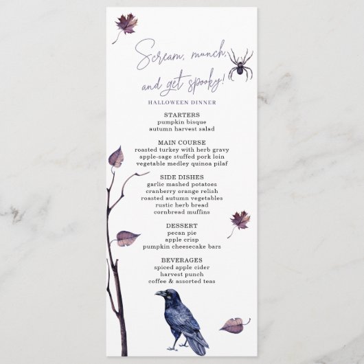 PRUIMZWARTE KRAAI SPIN HERFST BLADEREN HALLOWEEN MENU (Voorkant)