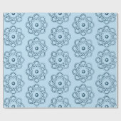 Pruisblauw op Bleke blauw-atom symbolen Cadeaupapier (Vlak)